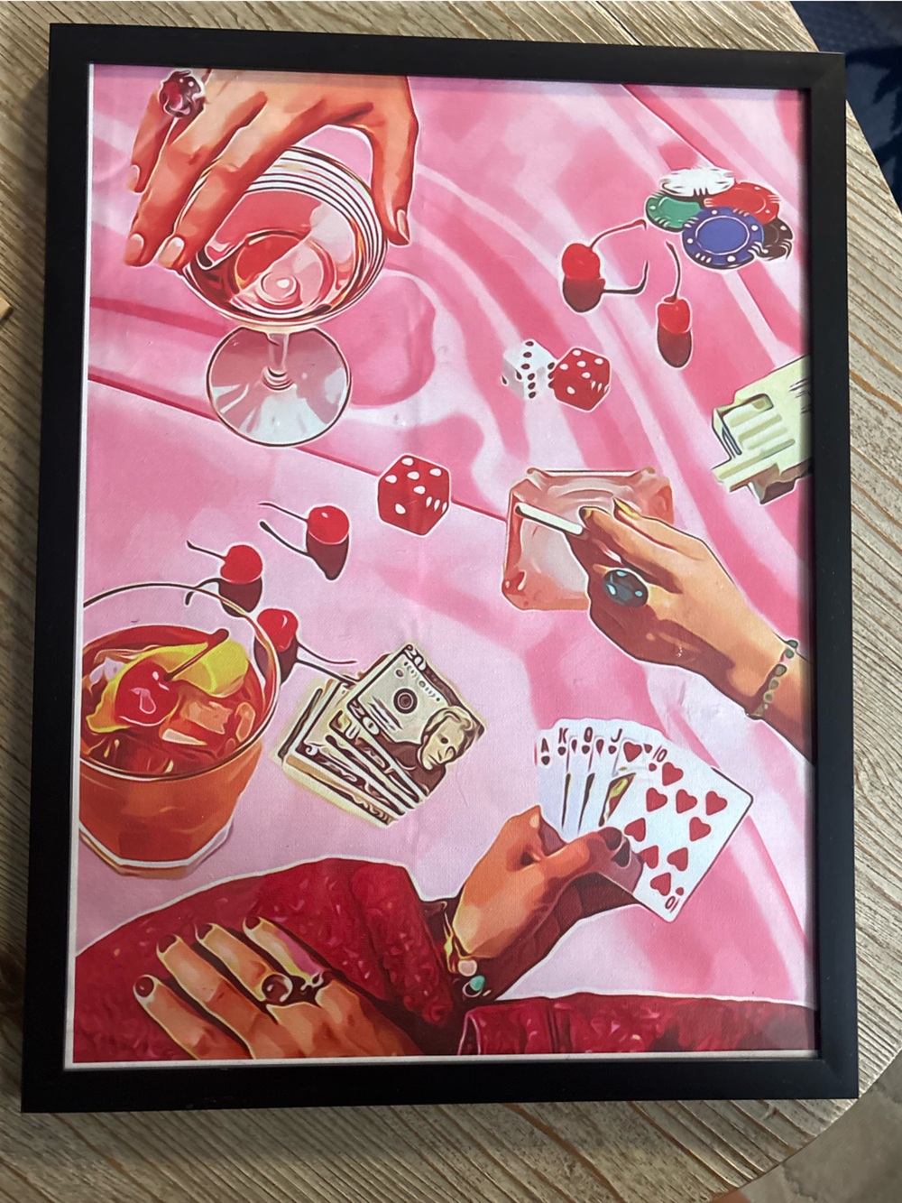 Pink Casino Game Art Print - Modern Framed Wall Decor